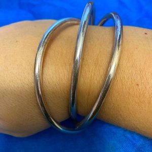Silver Pink Trio Bangle Bracelets